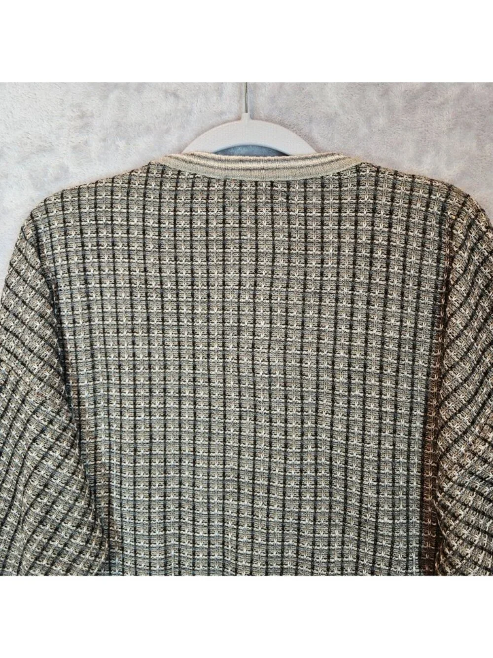 The Italian Sweater Co. Mens Large 3D Knit Geometric Grandpa wool blend Crewneck